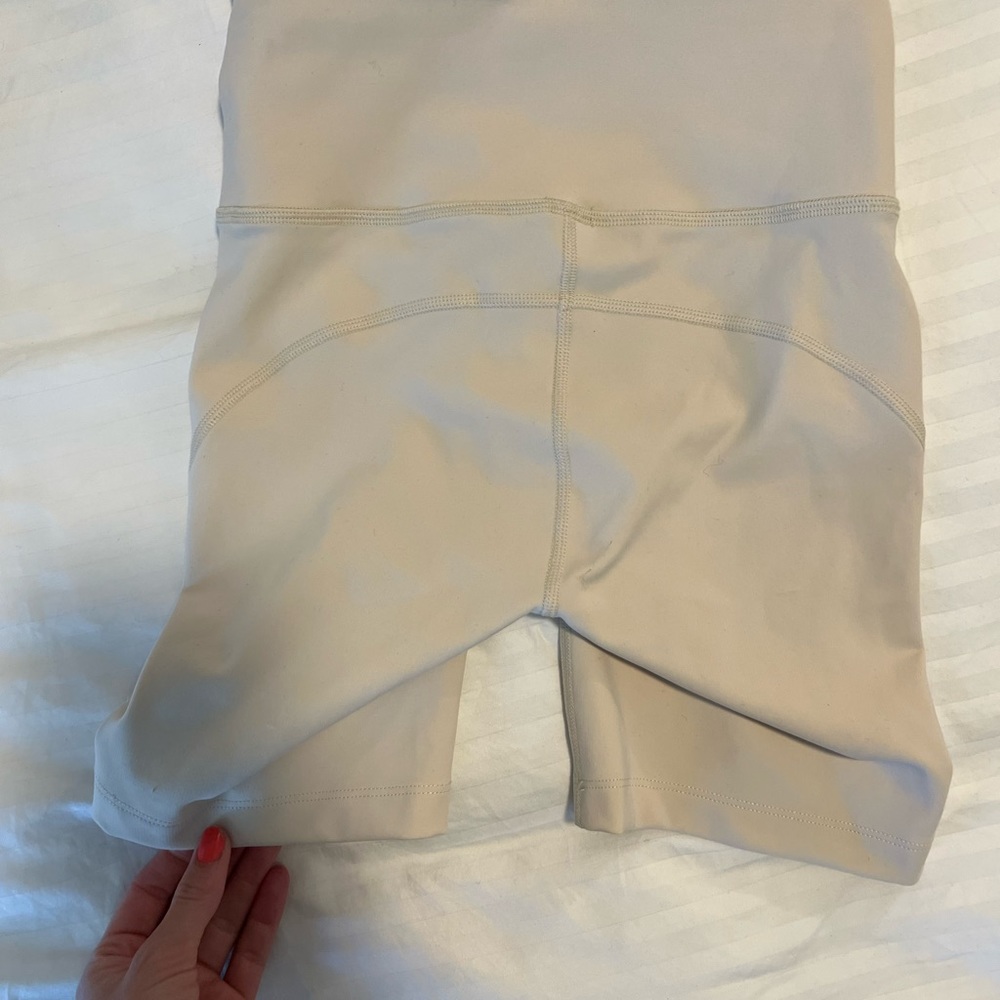 Something Navy High-Waist Biker Shorts in Beige - Picture 3 of 4
